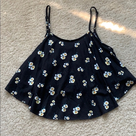 Black Floral Crop Top - Picture 1 of 3